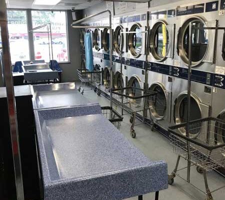 Washers and dryers at coin laundromat in Maitland, FL